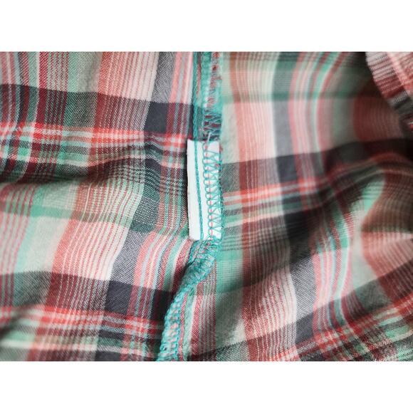 Prana Top Womens XL Bora Bay Gina Plaid pink green half button-up  western - Picture 12 of 12